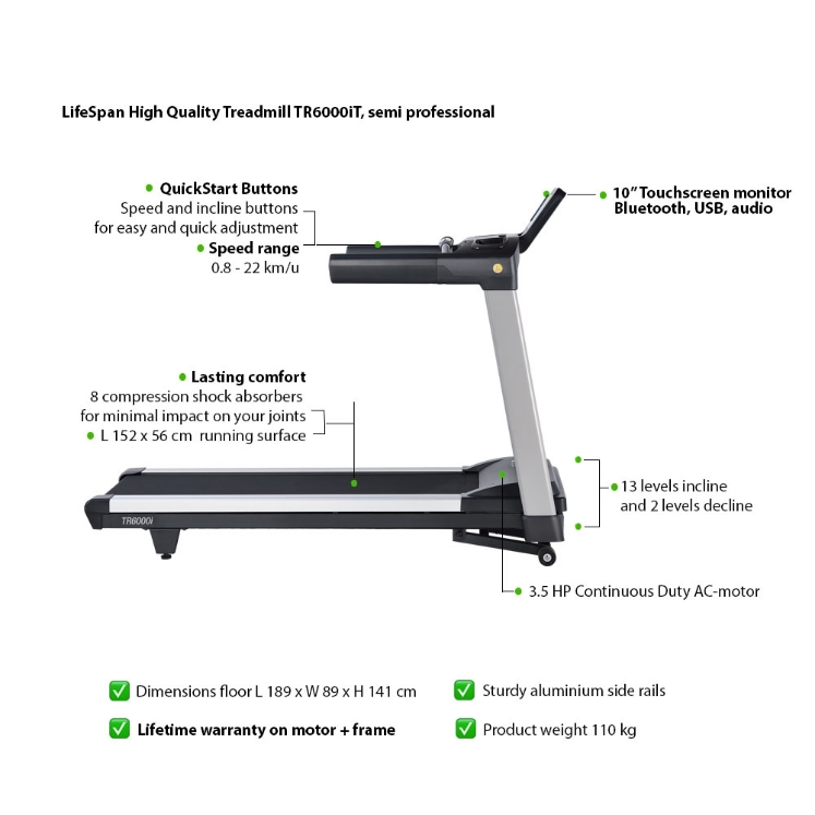 Poza cu Banda de alergare semiprofesionala, TR6000IT, LifeSpan Fitness