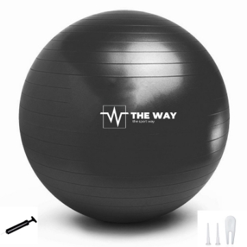 Poza cu Minge fitness ANTI BURST, pompa inclusa, 55 cm, negru, TheWay Fitness 