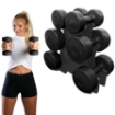 Poza cu Set gantere Family 12 kg, suport inclus, negru, TheWay Fitness