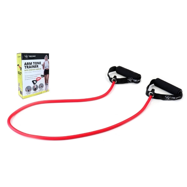 Extensor fitness cu manere, 1.2 m, tub elastic din latex, TheWay Fitness - 2 | YEO