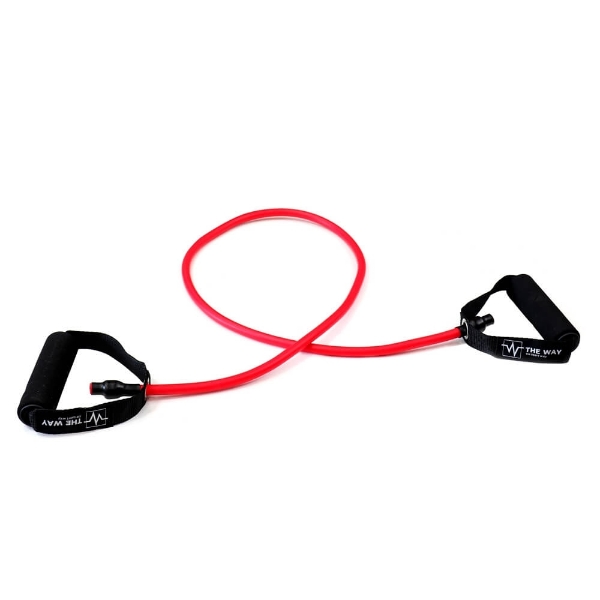 Extensor fitness cu manere, 1.2 m, tub elastic din latex, TheWay Fitness - 3 | YEO