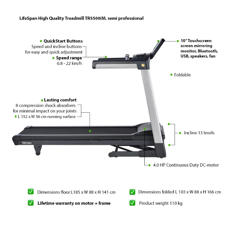 Poza cu Banda de alergare semiprofesionala, TR5500iM, LifeSpan Fitness 