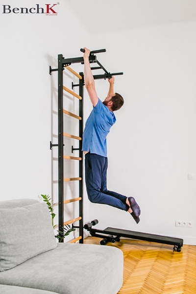 Spalier BenchK 721B+A076,  cu bara de tractiune fixa din otel si accesorii gimnastica - 1 | YEO
