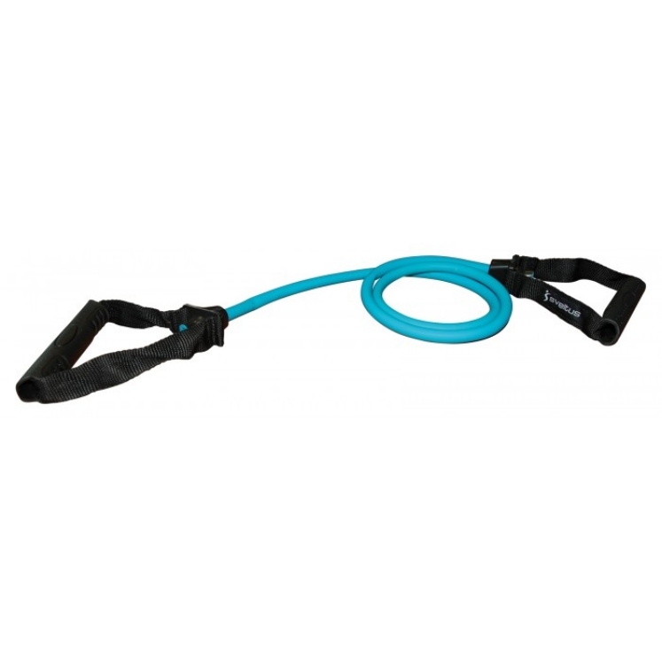 Poza cu Tub elastic fitness cu manere , extensor 1.16 m, Sveltus, albastru