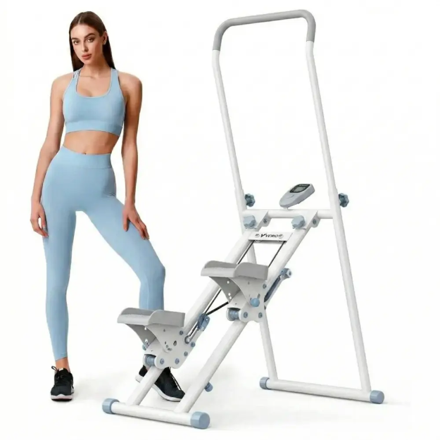 Stepper vertical fitness pentru acasa merach alb-gri