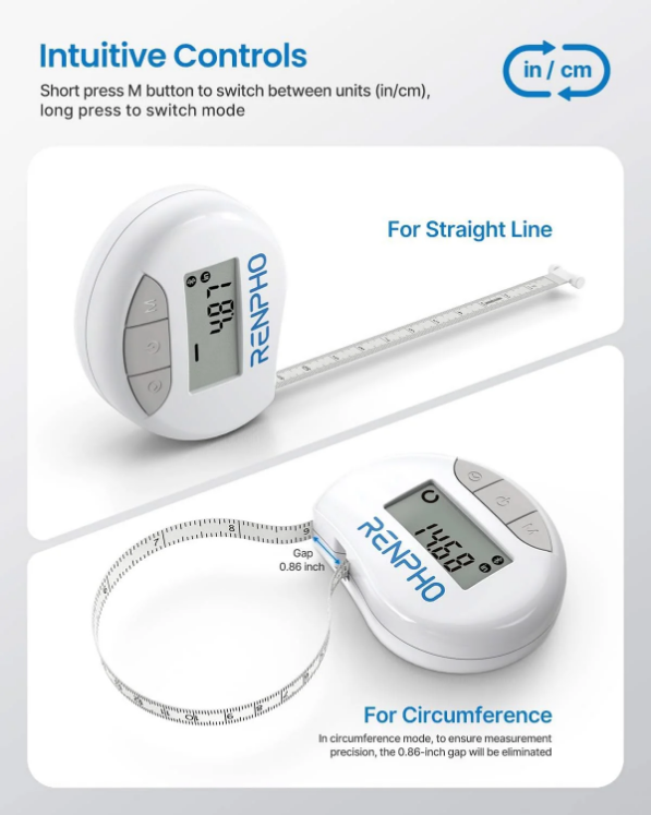 Poza cu Ruletă inteligentă pentru măsurarea corpului RENPHO (Smart Tape Measure)