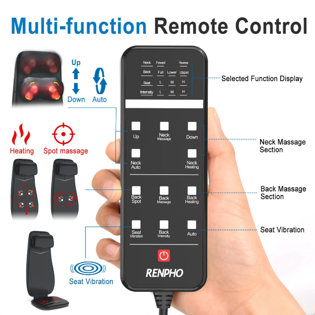 Poza cu Pernă de masaj pentru gât și spate RENPHO BM076 Negru