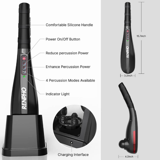 Poza cu Aparat de masaj portabil fără fir RENPHO EM2018C Negru