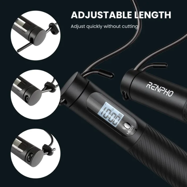 Poza cu Coardă de sărit inteligentă 2 în 1 RENPHO Q008 Negru