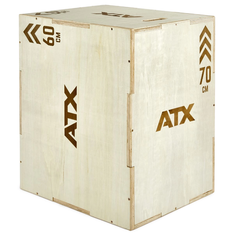 Poza cu Plyo Box ATX lemn natur 50 / 60 / 70 cm – cutie pliometrică profesională 3 în 1