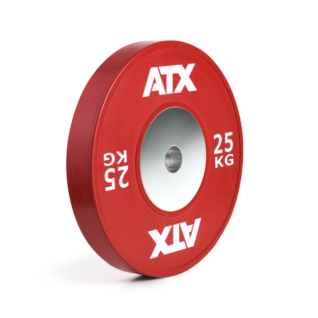 Poza cu ATX HQ-Rubber Bumper Plates COLOUR rosu 25 kg - Hantelscheibe