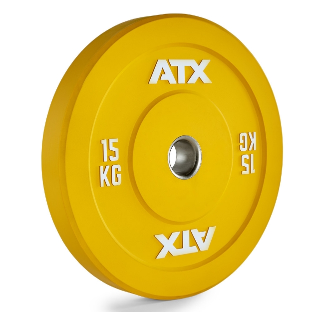Poza cu ATX Color Full Rubber Bumper Plate 15 kg - Disc de haltere cauciucata colorata pentru antrenament intensiv