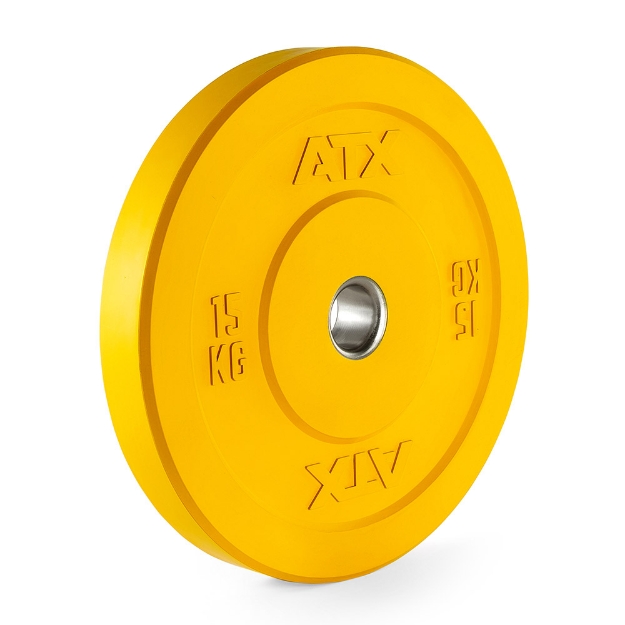 Poza cu ATX Color Full Rubber Bumper Plate 15 kg - Disc de haltere cauciucata colorata pentru antrenament intensiv