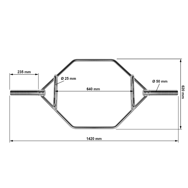 Poza cu Hex Bar cromată pentru antrenament | Bară hexagonală B-Ware Megafitness Shop