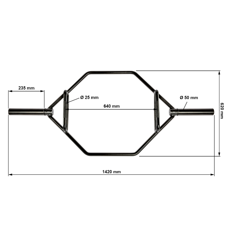 Poza cu Bară Hexagonală (Trap Bar) Profesională 50 mm – Black Heavy Duty