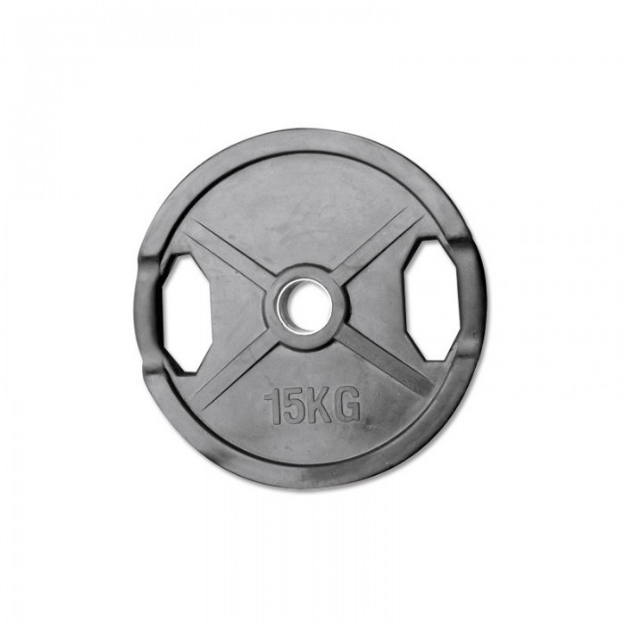 Poza cu Discuri pentru haltere cauciucate cu prindere – 50 mm – negru – 15 kg