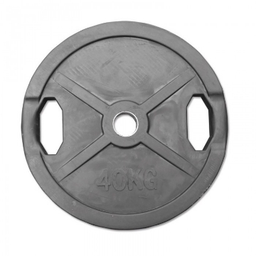 Poza cu Disc haltere din cauciuc cu prindere - 50 mm - negru - 40 kg