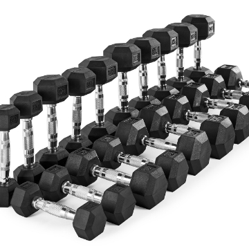 Poza cu Set gantere hexagonale compacte cu strat de cauciuc 1-10 kg