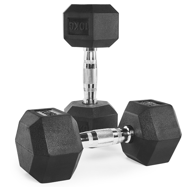 Poza cu Set gantere hexagonale compacte cu strat de cauciuc 1-10 kg