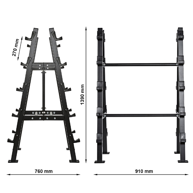 Poza cu Suport compact pentru gantere - 10 poziții - pe ambele părți - independent