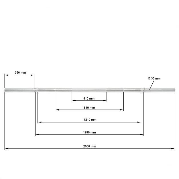 Poza cu Bară haltere 30 mm x 200 cm - prindere netedă
