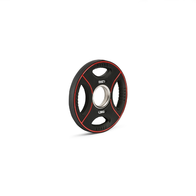 Poza cu Disc de greutăți cu 4 mânere, acoperită cu poliuretan, 50 mm – 1,25 kg