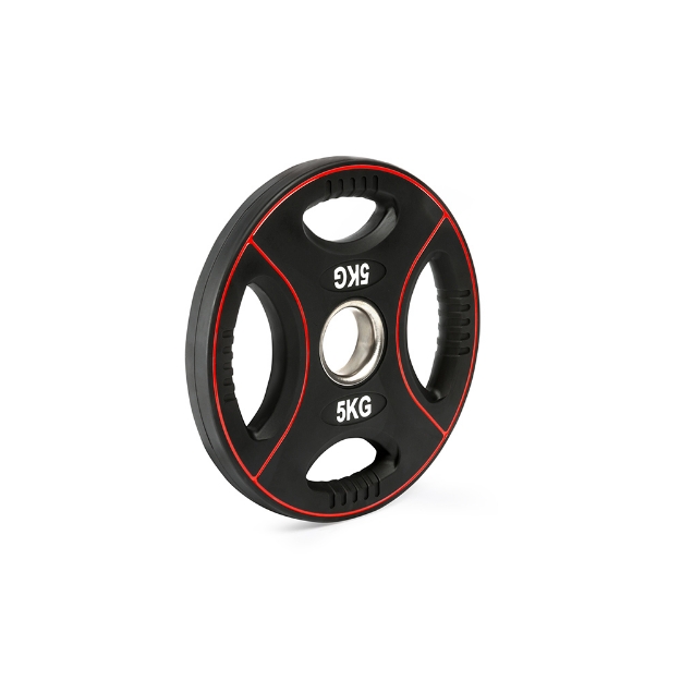 Poza cu Disc de gantere poliuretan cu 4 prize 50 mm - 5 kg