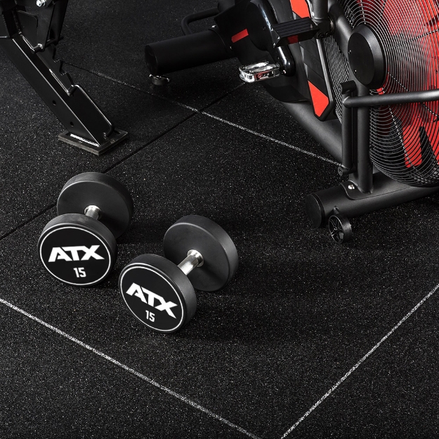 Poza cu Gymfloor - Placa de protecție din granulat pentru fitness 1000 x 1000 x 15 mm negru