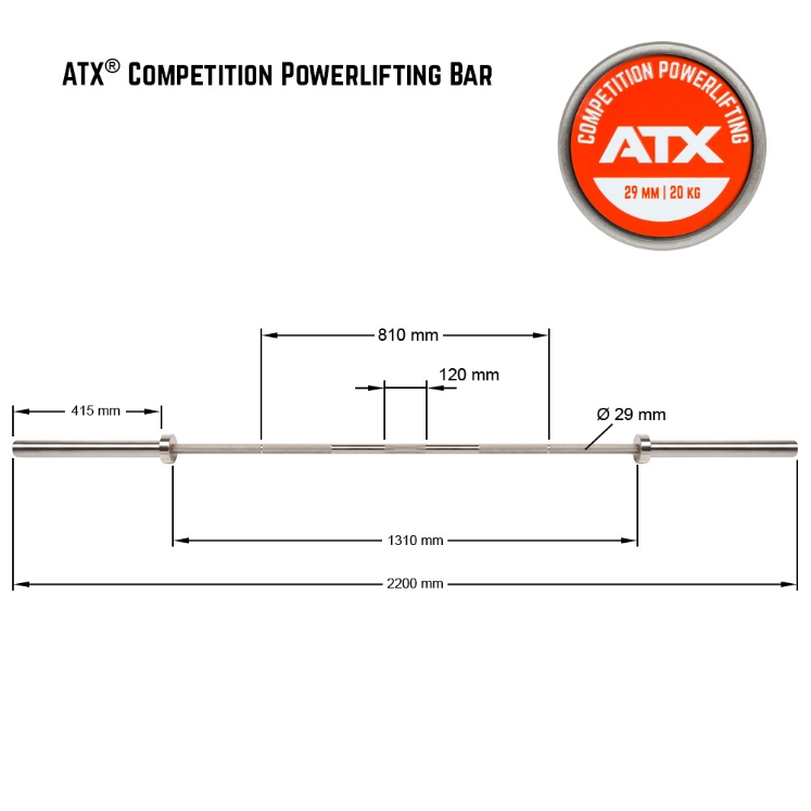 Poza cu ATX Competition Powerlifting Bar / Bara pentru powerlifting ATX
