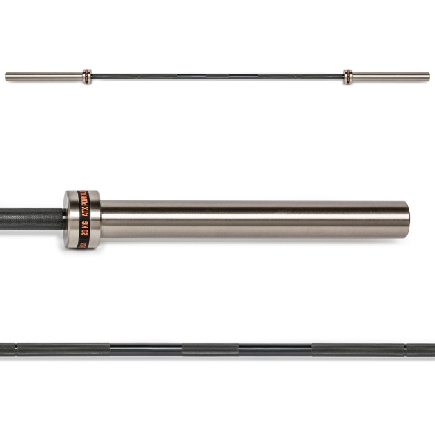 Poza cu ATX Powerlifting Training Bar - 165K - Black Oxid/Chrom - Bara de powerlifting antrenament