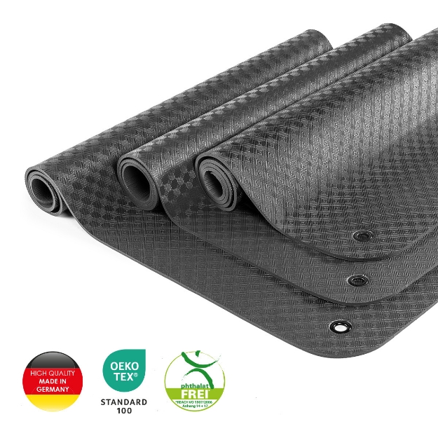 Poza cu Set 5 bucăți - Saltea profesională gimnastică neagră 180 x 65 x 0,8 cm - Fabricat în Germania