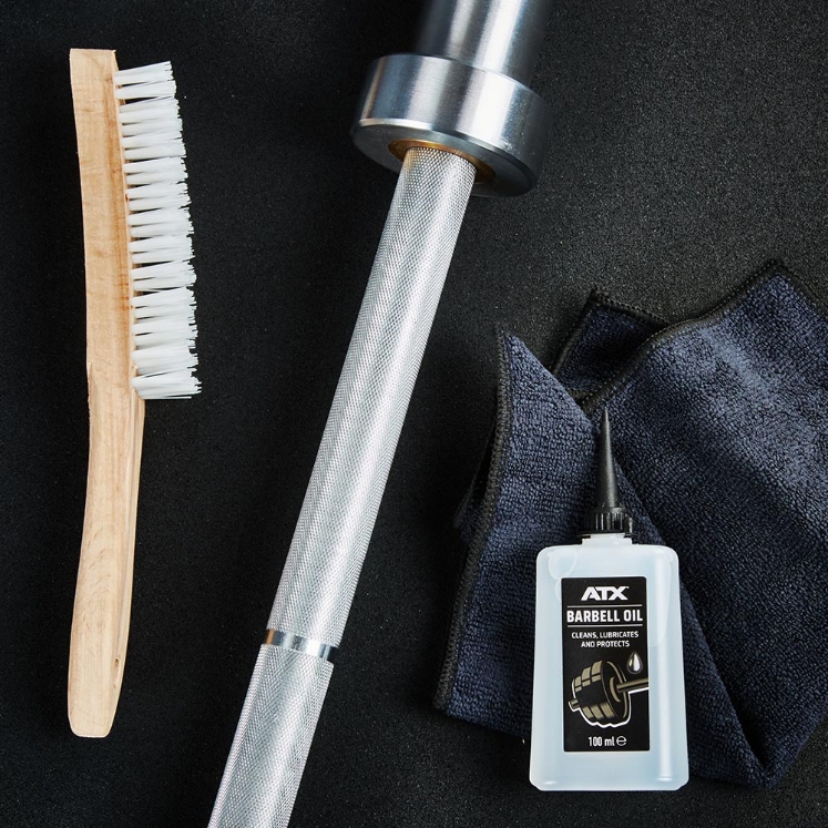 Poza cu Set de Îngrijire pentru Bare - ATX Barbell Oil, 2 lavete din microfibră și perie