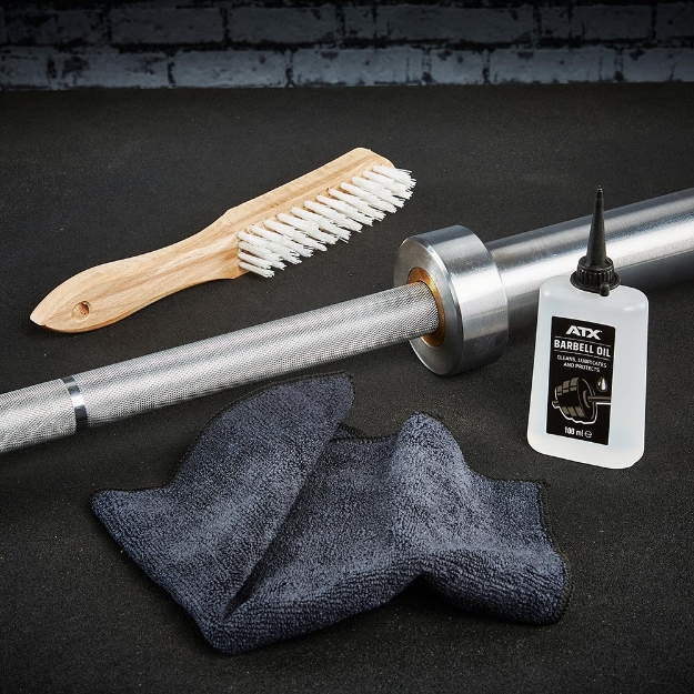 Poza cu Set de Îngrijire pentru Bare - ATX Barbell Oil, 2 lavete din microfibră și perie