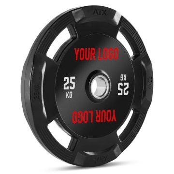 Poza cu Disc greutate cauciucata cu gripper - 50 mm - Logo personalizat client - 25 kg