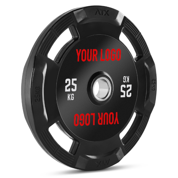 Poza cu Disc greutate cauciucata cu gripper - 50 mm - Logo personalizat client - 25 kg