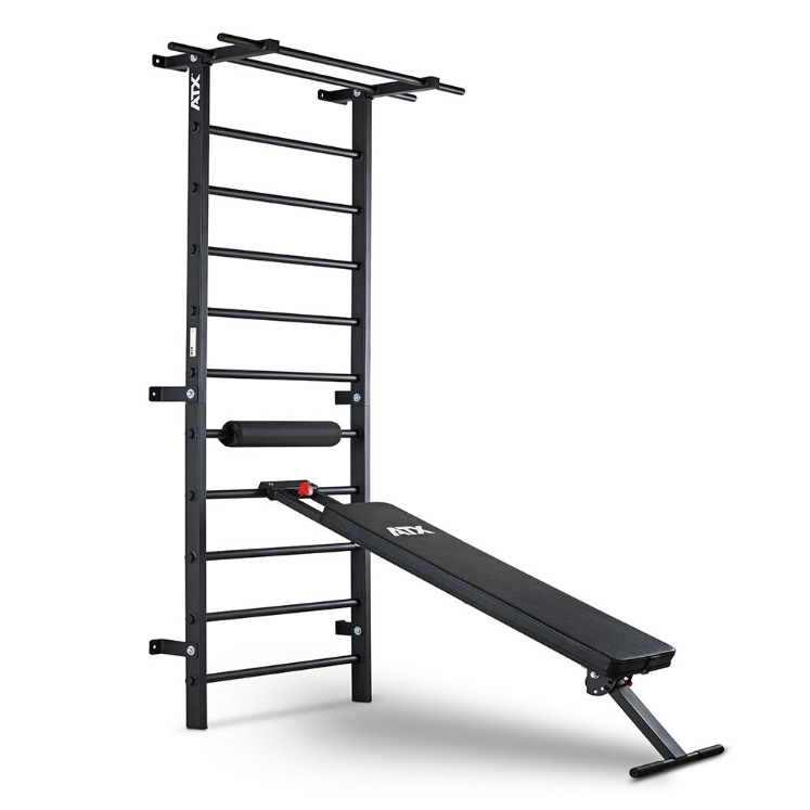 Poza cu Spalier Profesional ATX® Wall Bar Gym cu Bancă Reglabilă și Bară pentru Tracțiuni