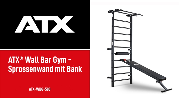 Poza cu Spalier Profesional ATX® Wall Bar Gym cu Bancă Reglabilă și Bară pentru Tracțiuni