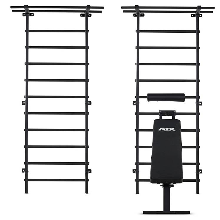 Poza cu Spalier Profesional ATX® Wall Bar Gym cu Bancă Reglabilă și Bară pentru Tracțiuni