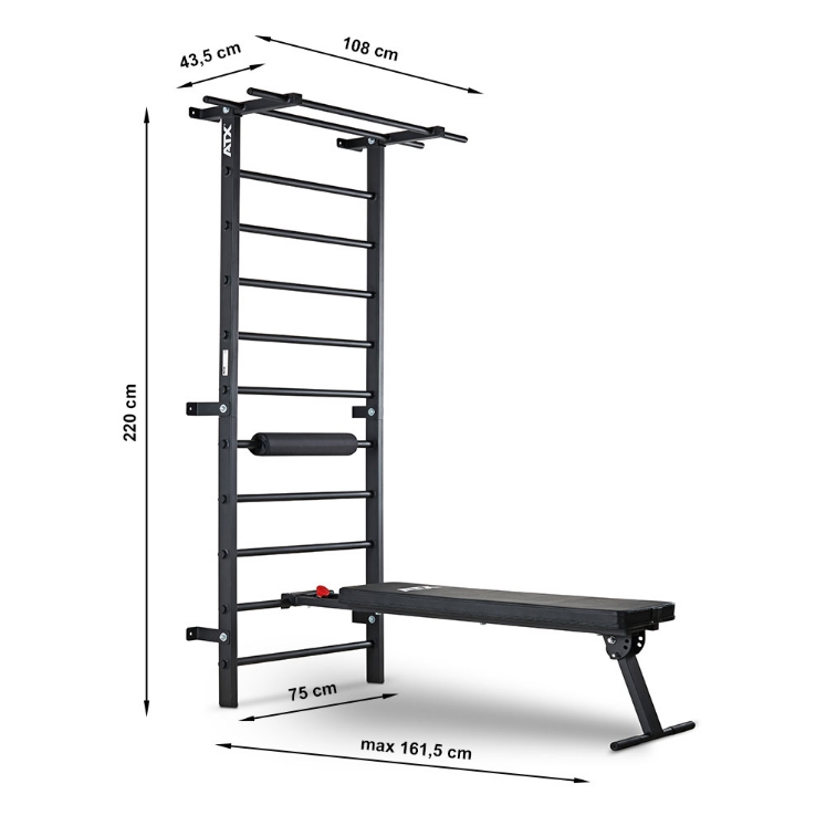 Poza cu Spalier Profesional ATX® Wall Bar Gym cu Bancă Reglabilă și Bară pentru Tracțiuni