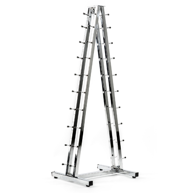 Poza cu Piramida suport gantere cromate compactă pentru sală - R-3001