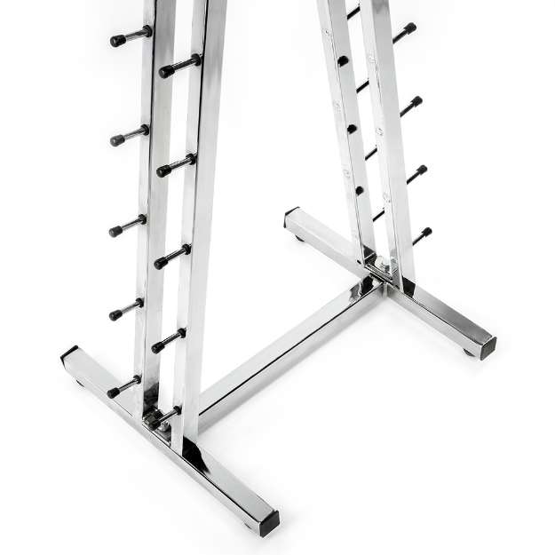 Poza cu Piramida suport gantere cromate compactă pentru sală - R-3001