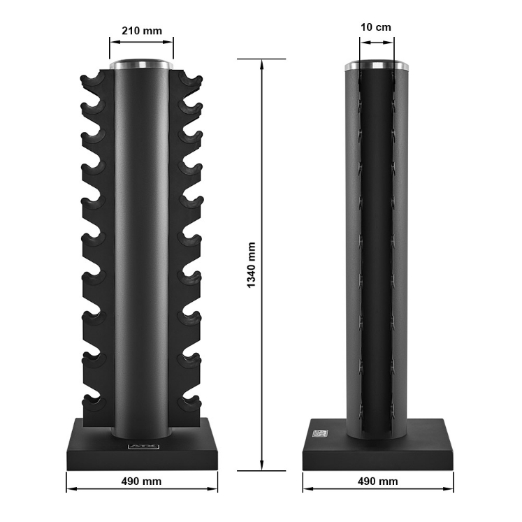 Poza cu Set de gantere cromate 1-10 kg cu suport ATX®