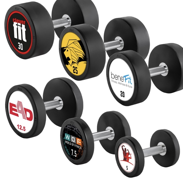 Poza cu Dumbbell din cauciuc 2.5 kg - Logo personalizat - ATX