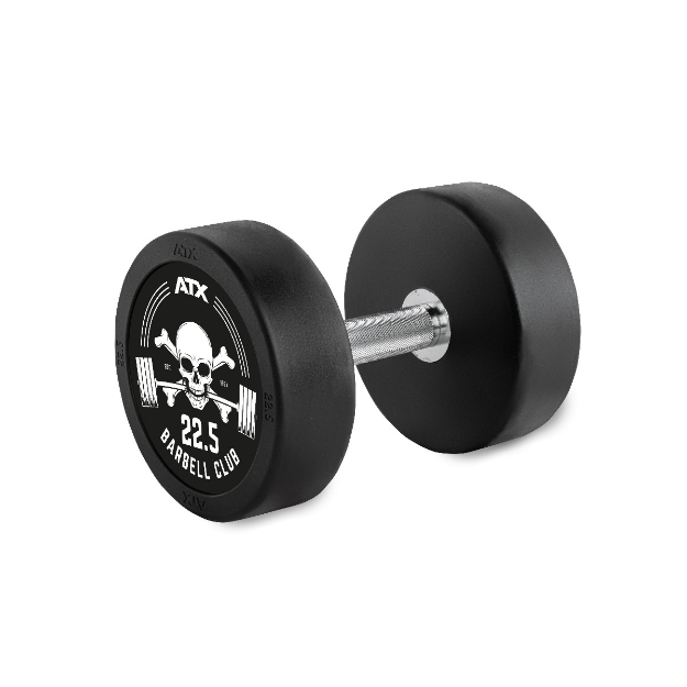 Poza cu Gantera cauciucată 22.5 kg - Barbell Club Logo - ATX