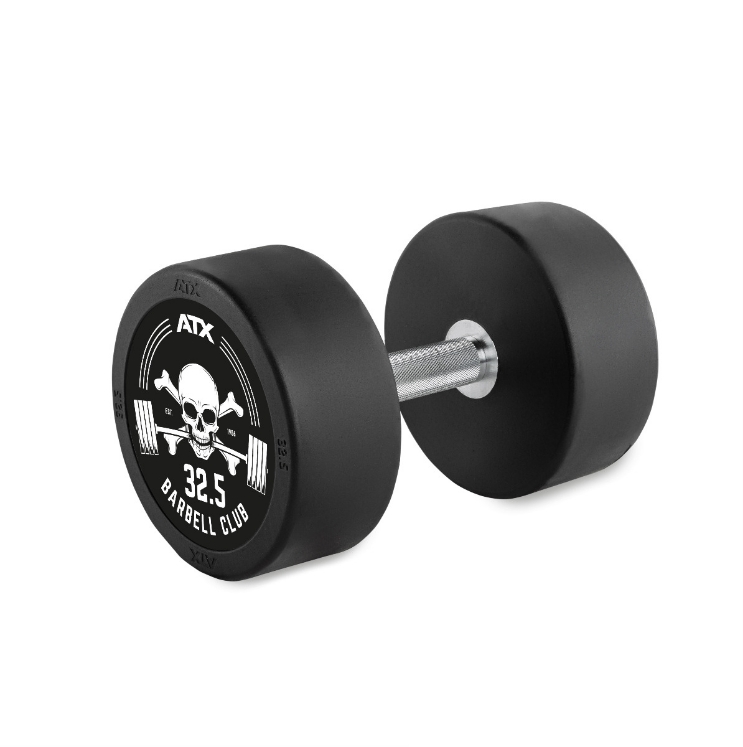 Poza cu Gantera cauciucată 32.5 kg - Barbell Club Logo - ATX