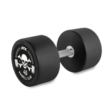 Poza cu Gantera din cauciuc 40 kg cu logo Barbell Club – ATX