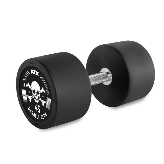 Poza cu Gantera din Cauciuc 45kg - ATX Barbell Club Logo