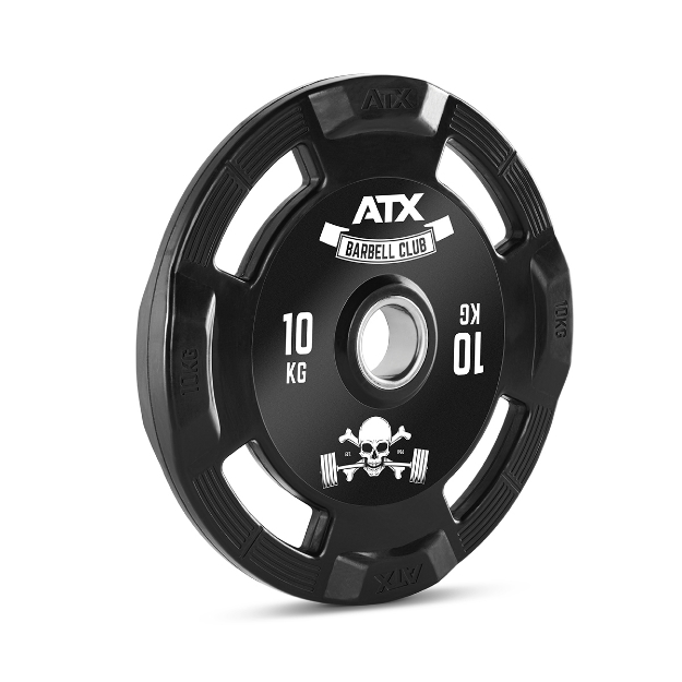 Poza cu Disc de greutate cu prindere din cauciuc - 50 mm - Barbell Club Logo - 10 kg