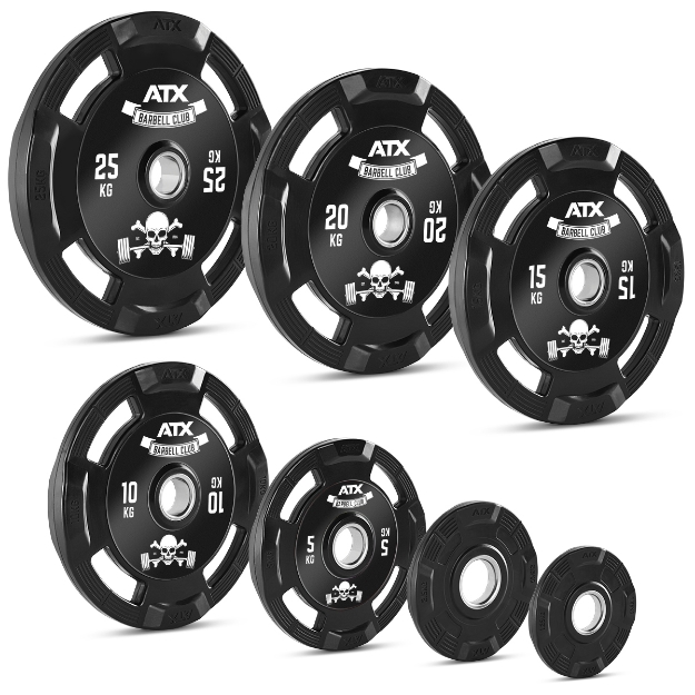 Poza cu Disc pentru gantere din cauciuc cu maner – 50 mm – Barbell Club Logo – 15 kg