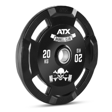 Poza cu Disc Greutate Guma cu Prinderi - 50 mm - Barbell Club Logo - 20 kg